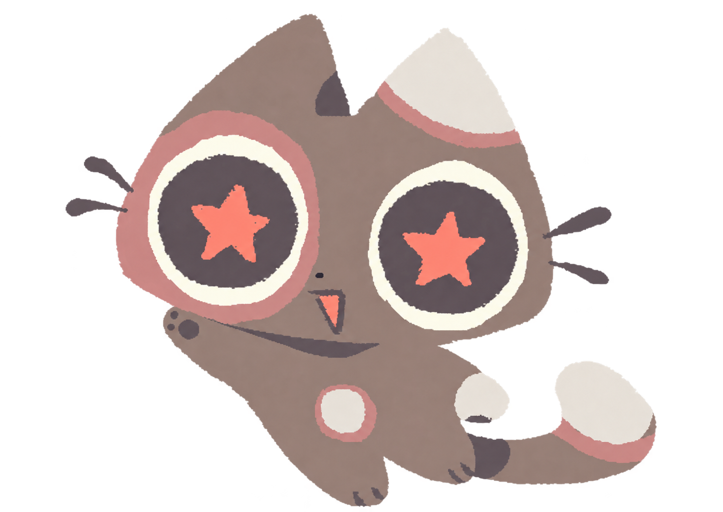 The Don't Distract Me cat mascot with starry eyes